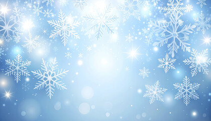 Poster - Luminous snowflakes and glowing stars create magical winter background