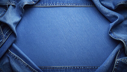 Poster - Denim blue background with smooth texture and folded edges creating stylish frame