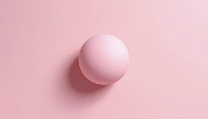 Poster - soft pink sphere casting gentle shadow on matte pink backdrop creates serene atmosphere