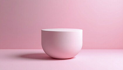 Poster - smooth, round pink bowl on matte light pink backdrop, creating soft and serene atmosphere