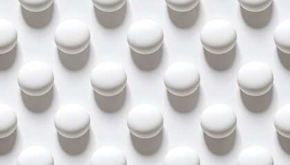 Poster - White spheres arranged in grid pattern on smooth surface create minimalist aesthetic