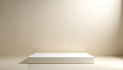 Poster - clean, minimalistic display platform on soft ivory backdrop, perfect for showcasing products