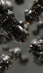 Poster - Futuristic nanotechnology swarm showcasing detailed robotic design and advanced technology concept with intricate mechanical elements