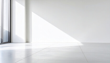 Poster - smooth cement floor and neutral wall create serene atmosphere with natural light