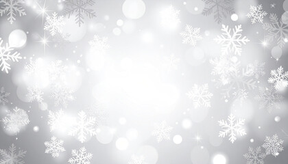 Poster - Bright silver background with sparkling snowflakes creating festive atmosphere