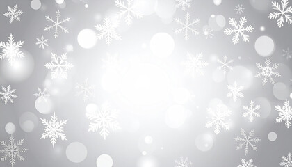 Poster - sparkling silver background with snowflakes creates magical winter atmosphere