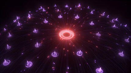 Poster - Abstract digital art with glowing connections creating a futuristic network and technology concept