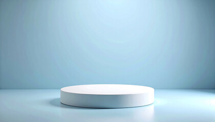 Poster - smooth, round display platform on soft sky blue backdrop, perfect for showcasing products
