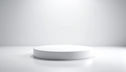 Poster - minimalistic white scene featuring circular platform smooth floor, perfect for showcasing