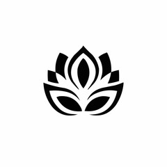Poster - Black and white abstract flower vector with natural and floral design elements for logo or tattoo use
