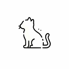 Poster - Black cat silhouette with a cartoon, vector animal illustration on white