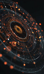 Poster - Abstract technological network design illuminating a futuristic digital landscape with interconnected glowing nodes