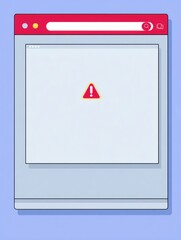 Fototapete - Browser Window Hijacked by Fake Alert With Alarm Emoji Displayed on a Blank Side in a Digital Environment