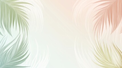 Poster - Tropical ai background featuring delicate palm fronds in soft pastel colors for creative projects