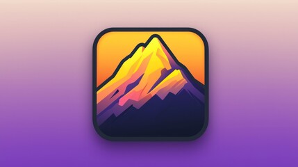 Mountain icon, colorful gradient, app design, digital art, background gradient, design element, vibrant colors, use in app interface, or website design