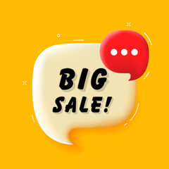 Poster - Big sale. 3D speech bubble with bold lettering. Colorful pop art style. Vector illustration for business, motivation, and advertising.
