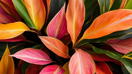 Poster - Vibrant tropical leaves create a stunning backdrop filled with colors and textures in lush greenery
