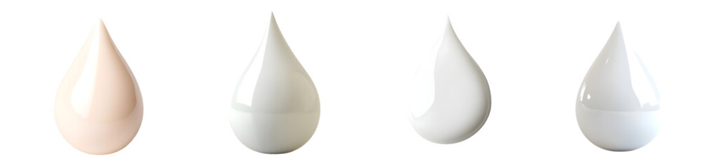 Fototapete - set of Cosmetic drops in various shades of white. isolated on transparent background