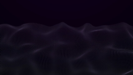 Leinwandbilder - Futuristic wave with many dots. Abstract motion background of colored dots. Technology or science. 3d