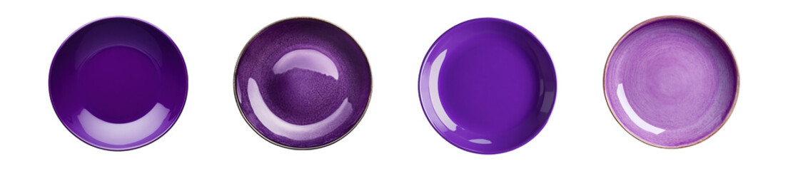 Poster - set of purple plates isolated on transparent background