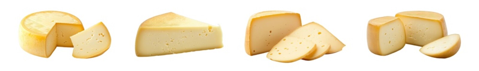 Poster - set of Variety of cheese slices isolated on transparent background