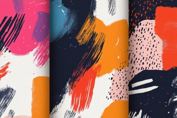 Poster - Dynamic brushstroke patterns display bold colors and textures in abstract composition perfect for modern art enthusiasts and interior decor inspiration