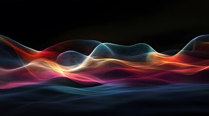 Poster - A vibrant and dynamic abstract representation of colorful waves of light blending seamlessly into a dark background, creating a visually stunning and modern artwork.