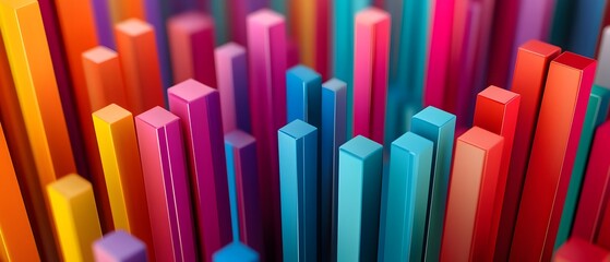 Poster - A vibrant arrangement of colorful vertical bars creates an abstract visual composition