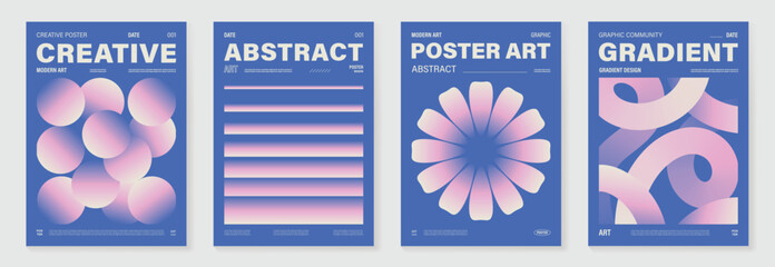 Aufkleber - Modern gradient poster background vector set. Cover template with vibrant perspective geometric prism shapes. Ideal design for social media, cover, banner, flyer. 