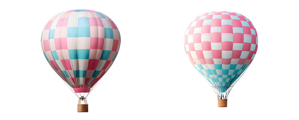 Fototapete - set of hot air balloons with a checkered design. isolated on transparent background