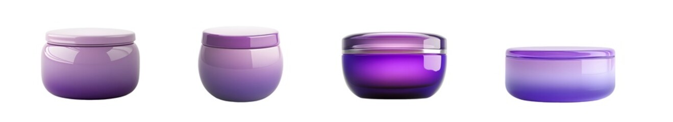 Fototapete - set of different purple containers with lids. isolated on transparent background