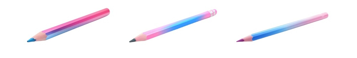 Aufkleber - set of colorful pencils with ombre color gradients. isolated on transparent background