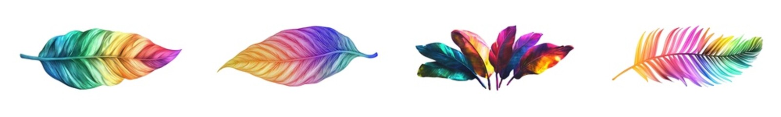 Fototapete - set of Vibrant, colorful leaves isolated on transparent background