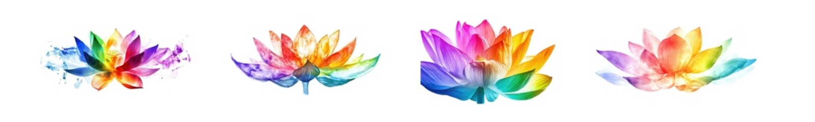 Fototapete - Multicolored lotus blossoms isolated on transparent background