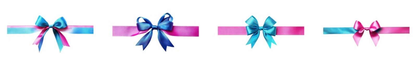 Fototapete - set of colorful gift bows isolated on transparent background