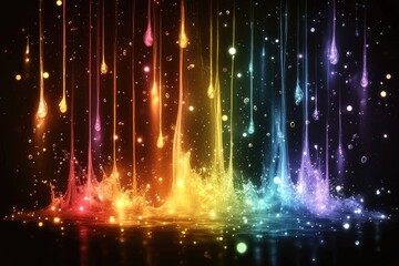 Poster - Colorful, dripping, abstract design, glowing, liquid artwork.