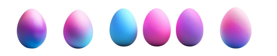 Fototapete - set of Colorful gradient eggs arranged in a horizontal row. isolated on transparent background