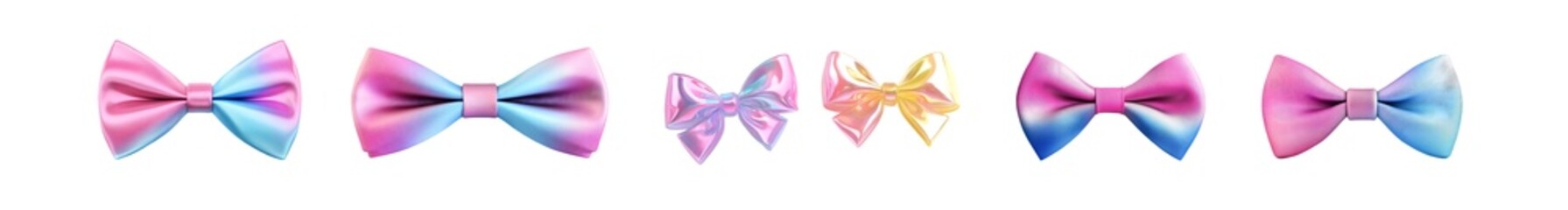 Fototapete - Collection of pastel colored bow ties. isolated on transparent background