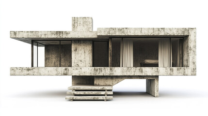 Poster - Modern concrete house design with minimalist aesthetic and large windows