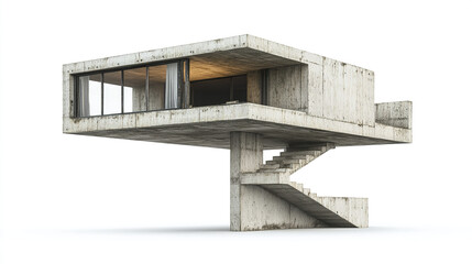 Poster - Modern concrete house design with unique architecture and open space
