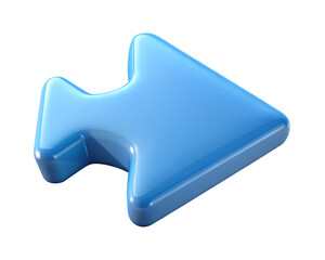 Poster - Glossy 3d rendering of a blue arrow icon for navigation and user interface design