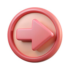 Poster - 3d rendered right arrow icon within a circle in a plastic-style isolated on transparent