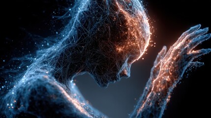 Poster - Digital Soul: A Glowing Constellation of Human Form