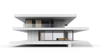Poster - Modern concrete house with sleek design and large windows, showcasing minimalist architecture