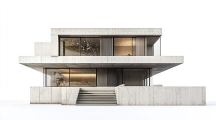 Poster - Modern concrete house with large windows and minimalist design, showcasing elegance