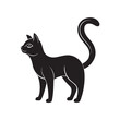 © Shahadat - Stylish Cat Silhouette Arching Back with Tail Raised – Minimal Line Art Vector