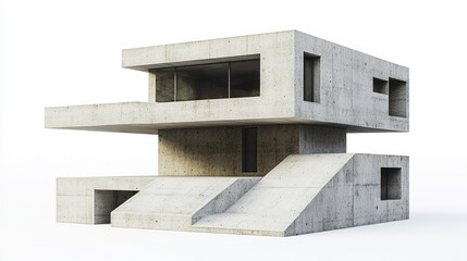 Poster - Modern concrete house design with unique architectural features and clean lines