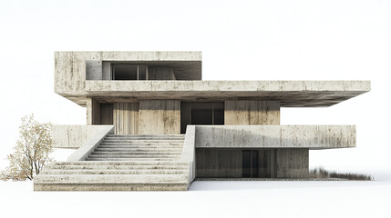 Poster - Modern concrete house with unique architectural design and clean lines