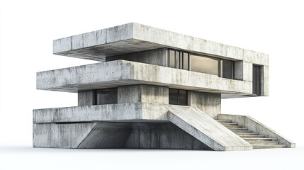 Poster - Modern concrete house with unique design and clean lines, showcasing architectural innovation
