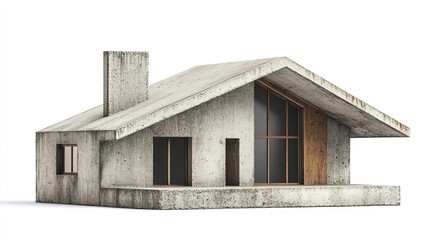 Poster - Modern concrete house with wooden accents, showcasing unique architectural design